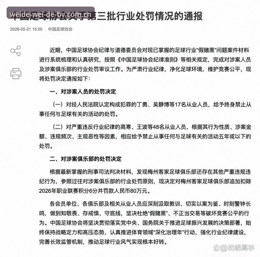 BV体育投注 足协第三批禁足名单公布,哪些行为触碰了红线?